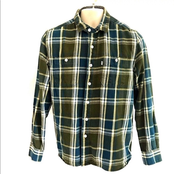 Levis Plaid Flannel LS Button Front Shirt Medium - Picture 1 of 8